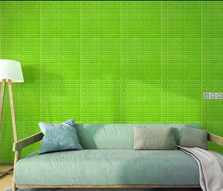 دیوارپوش فومی پشت چسبدار70*77 (طرح سبز) در اتاق نشیمن