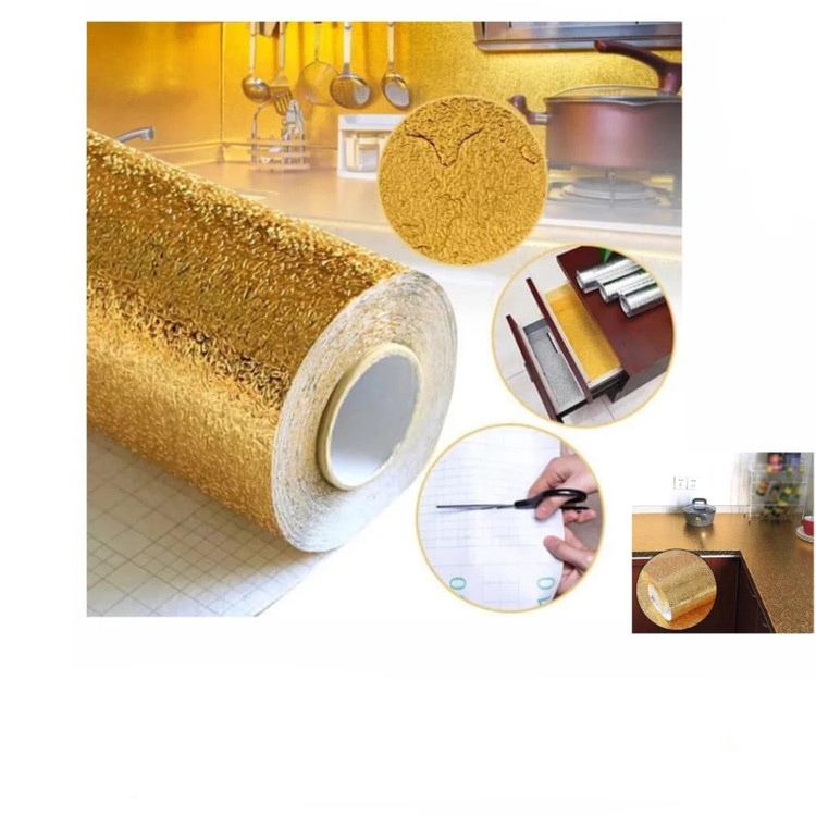 تصویر رول پشت چسب دار آلومینیوم رنگ طلایی طول ۳ متر عرض ۵۰ سانت